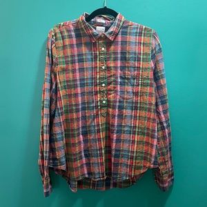 J. Crew button plaid boyfriend fit shirt